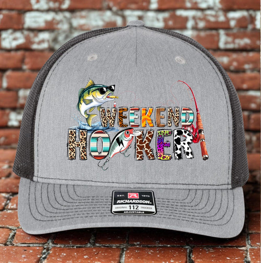 Funny Bass Trucker Hat, Weekend Hooker Fishing Hat Design, Richardson 112, Funny Dad Gift Husband Gift, Sportsman Gift, Printed Hat