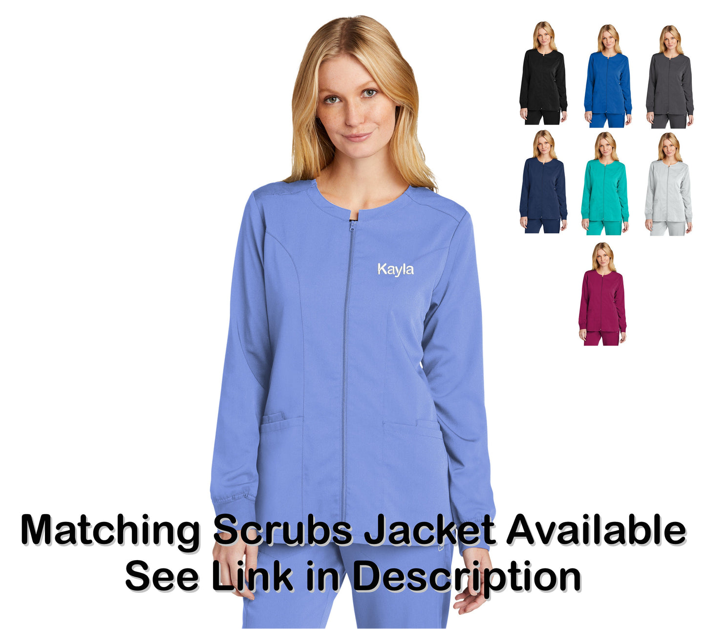 Personalized Womens Scrubs Set with Custom Embroidered Text or Name, Doctor, Nurse, Veterinarian, Hospital, Shirt, Medical Apparel