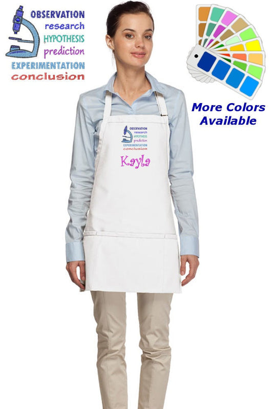 Personalized Science Apron Embroidered Scientific Method Design Teacher Gift