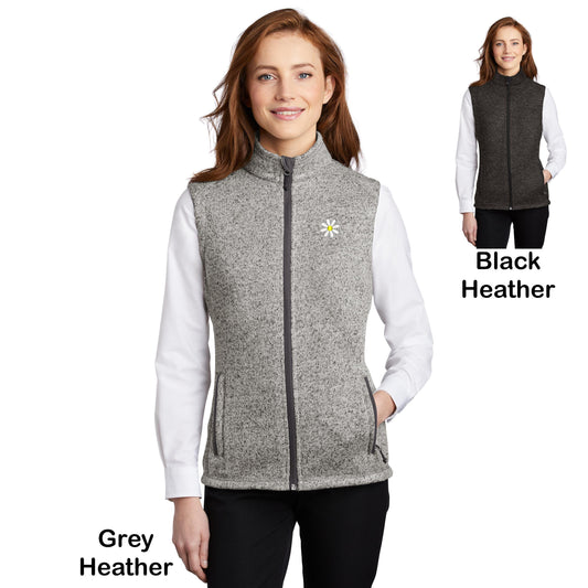 Personalized Womens Sweater Vest, Fleece Ski Vest, Vest with Name, Daisy Design, Warm Custom Vest, Mom Gift, Womens Jacket