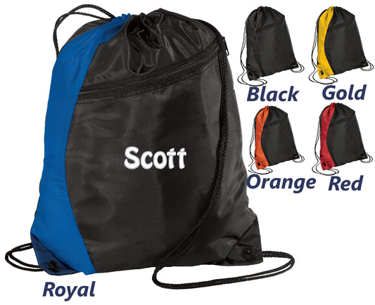 Personalized Cinch Pack, Lightweight School Backpack, Drawstring Gym PE Pool Backpack, Embroidered Monogrammed with Custom Name
