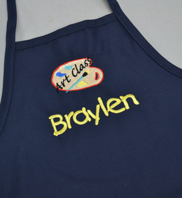 Personalized Kids Art Smock with Art Class Palette Embroidery Design