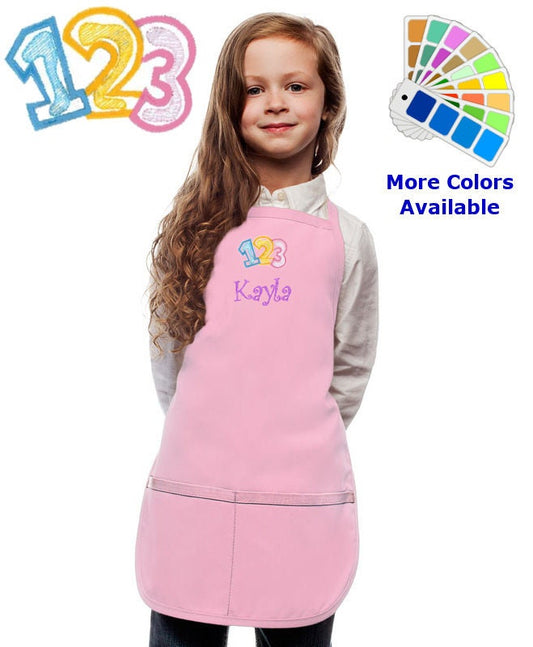 Personalized Kids Apron with 123 Numbers Embroidery Design