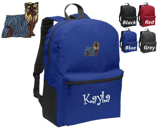 Personalized Kids Backpack Embroidered Yorkshire Terrier Yorkie Dog Monogrammed with Name of Your Choice Perfect Kids School Gift
