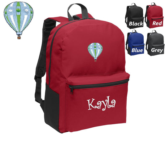 Personalized Kids Backpack Embroidered Hot Air Balloon Monogrammed with Name of Your Choice Perfect Kids School Gift