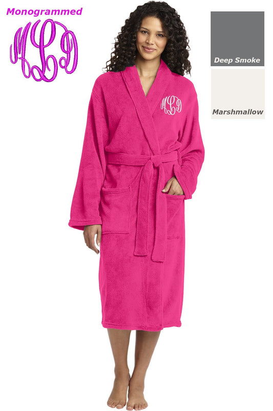 Monogrammed Robe Plush Microfleece Embroidered with Your Initials Housewarming Gift