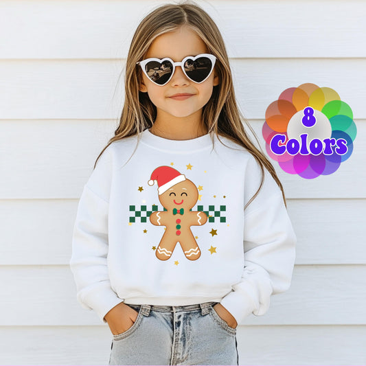 Kids Gingerbread Man Christmas Sweatshirt, Xmas Sweater, Christmas Season Gifts, Christmas Gift Kids, Xmas Sweatshirt, Christmas Kids Gift