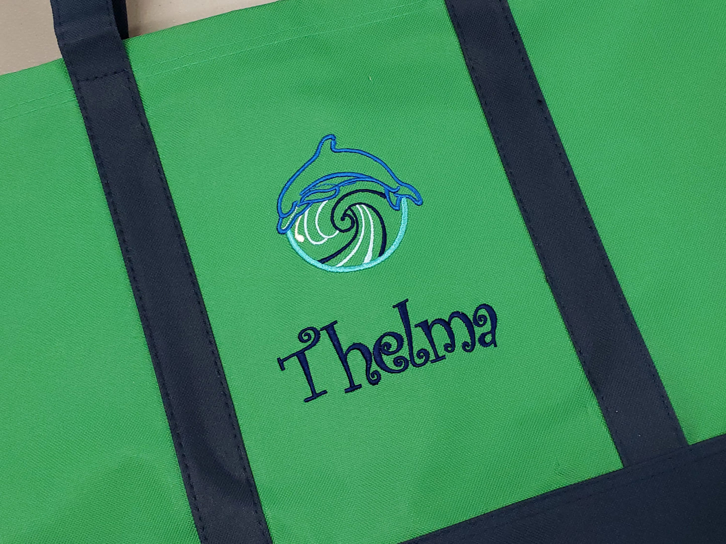 Personalized Tote Bag Embroidered Dolphin with Name of Your Choice Perfect Gift