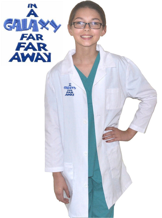 Kids Science Lab Coat with In a Galaxy Far Far Away Embroidery Design