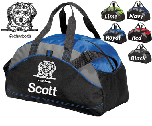 Personalized Dog Duffel Bag, Embroidered Goldendoodle Doodle, Monogrammed Name of your Dog, Perfect Pet Birthday Gift, Owner Groomer Trainer