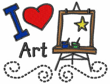 Personalized Kids Art Smock with I Love Art Embroidery Design