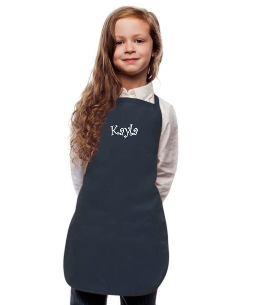 Personalized Navy Blue Kids Apron, Cooking Kitchen Gift, School Gift, Student Gift, Cooking Party, Art Party, Low Price Apron
