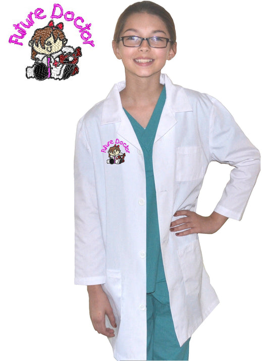 Kids Doctor Lab Coat with Future Doctor Girl Embroidery Design