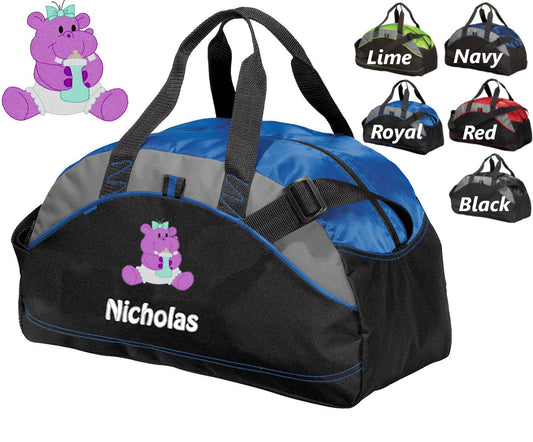 Personalized Diaper Bag for Dad, Athletic Diaper Bag, Embroidered Hippo, Bag, Infant Bag, Monogrammed Name, Shower Gift