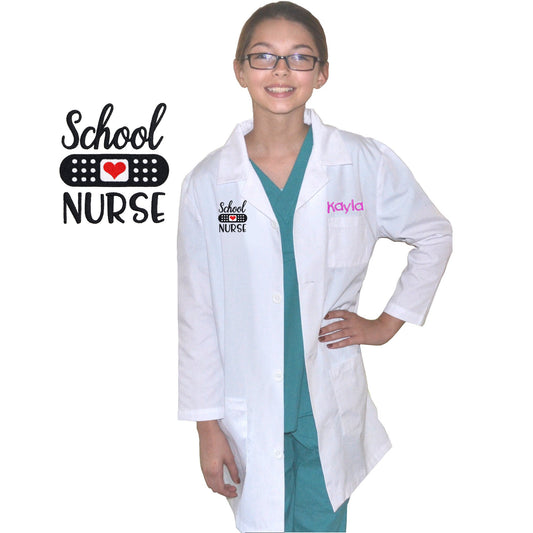 Personalized Kids Lab Coat with School Nurse Embroidery Design little Doctors and Nurses, Youth Lab Coat, Child Coat, Hallowen Costume