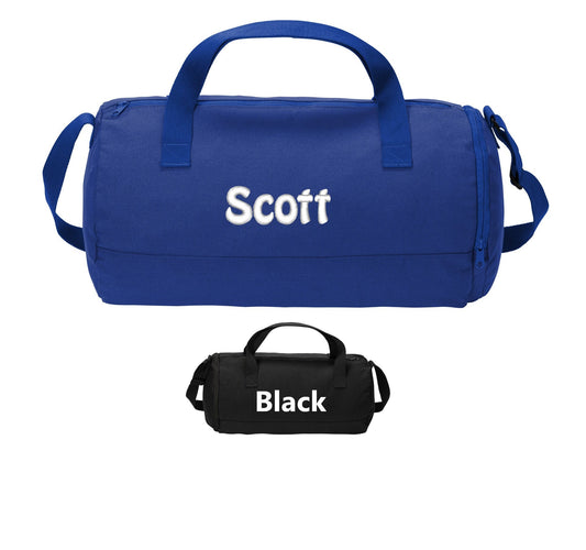 Personalized Cotton Barrel Duffel Bag, Beach Gym School PE Pool Duffle, Embroidered, Monogrammed Custom Name, Kids Gift, School Gift