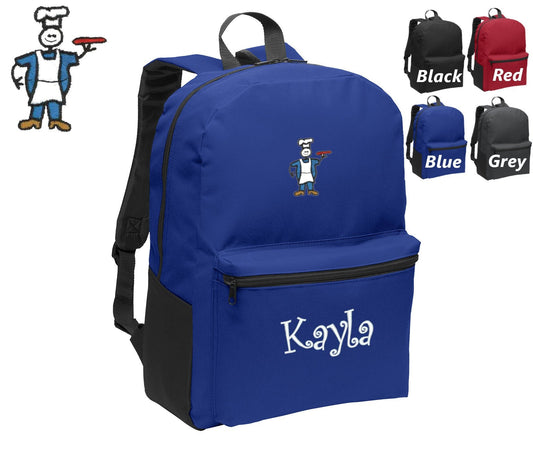 Personalized Kids Backpack Embroidered Pizza Cook Chef Monogrammed with Name of Your Choice Perfect Kids School Gift