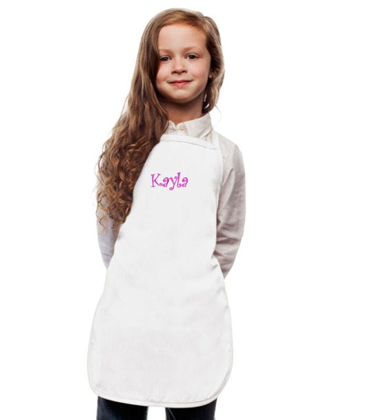 Personalized White Kids Apron, Cooking Kitchen Gift, School Gift, Student Gift, Cooking Party, Art Party, Low Price Apron
