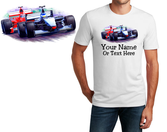 Personalized T-Shirt Race Car Design, Sports Shirt, Printed Shirt, Custom Name, Dad Gift, Coach Gift, Unisex, Womens Tee