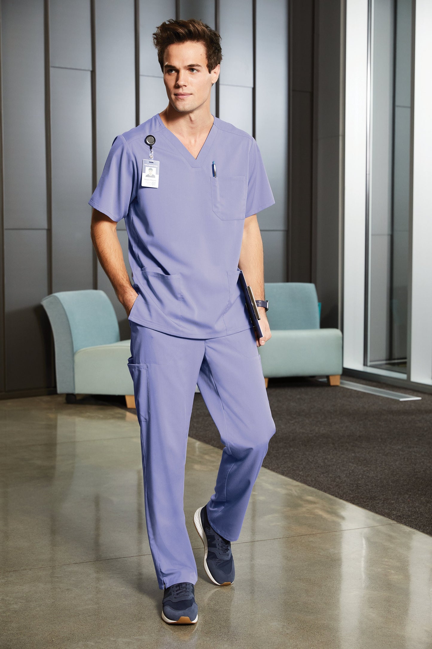 Personalized Mens Scrubs Top with Custom Embroidered Text or Name, Doctor, Nurse, Veterinarian, Hospital, Shirt, Medical Apparel