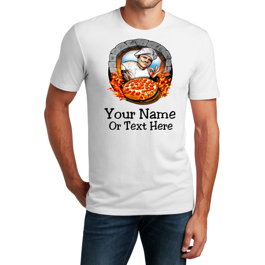 Personalized T-Shirt Pizza Chef Oven Fire Design, Sports Shirt, Custom Tee, Shirt Name, Dad Gift, Chef Gift, Unisex Womens Tee