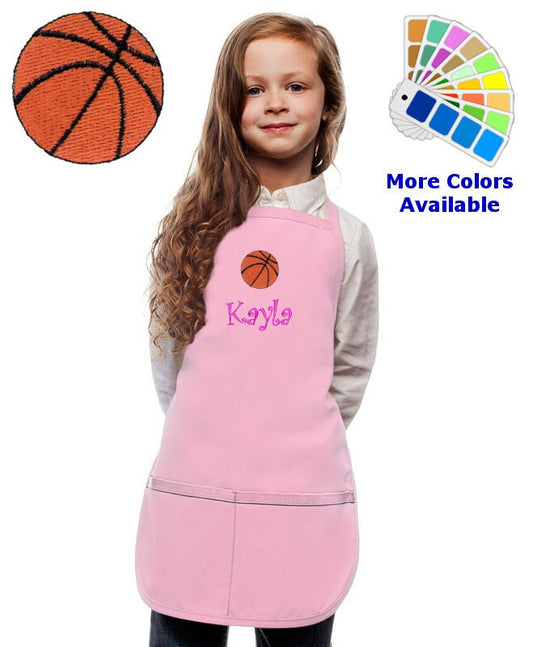 Personalized Kids Apron with Basketball Embroidery Design, Cooking Kitchen Gift, School Gift, Sports Gift, Monogrammed, Cooking Party