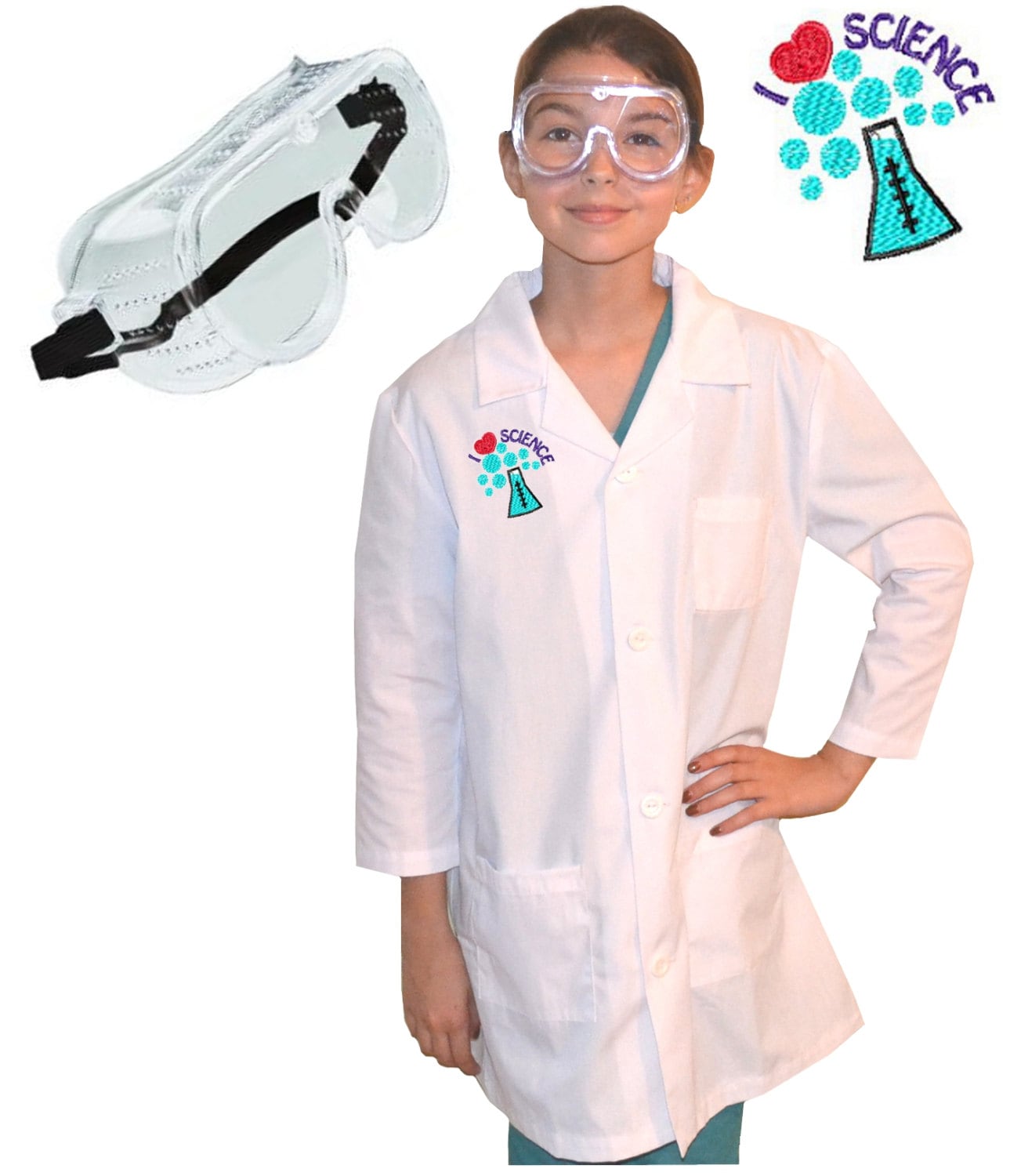 Kids I Love Science Lab Coat with Goggles