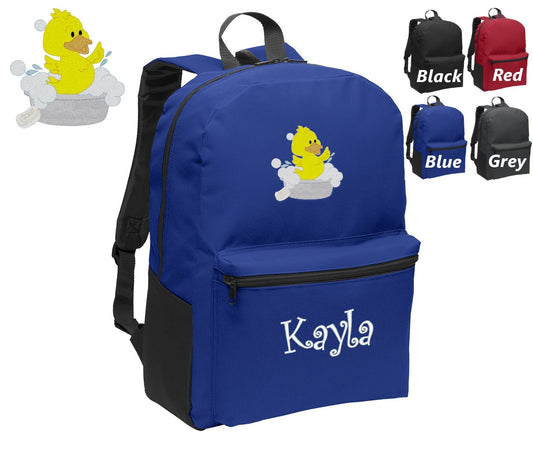 Personalized Kids Backpack Embroidered Duckling Duck with Name of Your Choice Perfect Kids School Gift