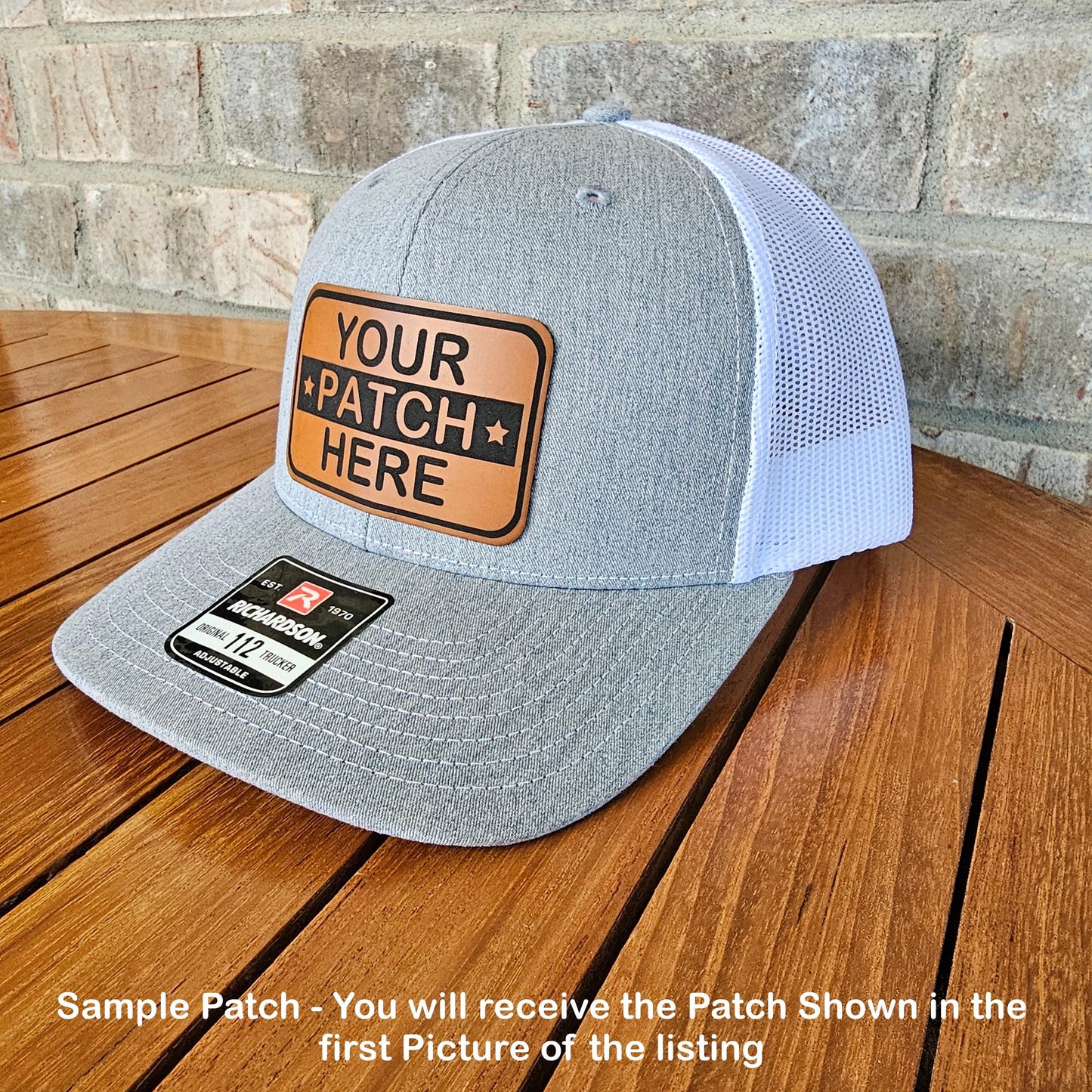 Personalized Firefighter Leather Patch Trucker Hat with Name, Richardson 112, Fireman Hat, Husband Gift, Station Gift, Laser Engraved