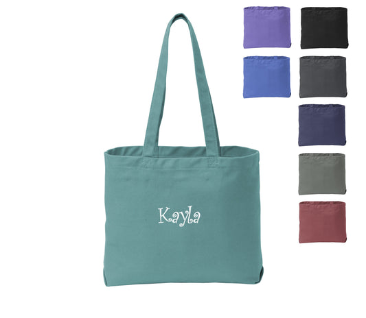 Personalized Beach Tote Bag, Embroidered Custom Name, Bridesmaid Gift, Mom Gift, Retro Beach Gift, Beach Washed Cotton Tote