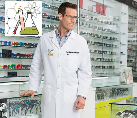 Personalized Science Lab Coat with Custom Embroidered Name and Chemistry Design, Doctor, Nurse, Teacher, Hospital, Jacket, Medical Coat