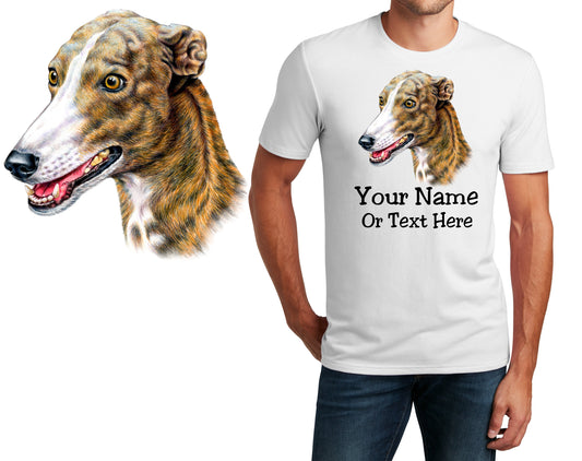 Personalized T-Shirt Greyhound Dog Design, Sports Shirt, Printed Shirt, Custom Name, Dad Gift, Mom Gift, Unisex Womens Tee
