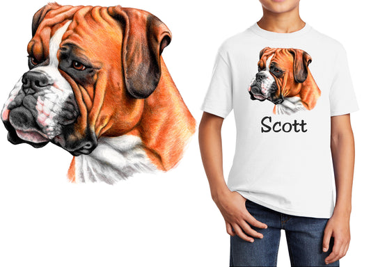 Personalized Kids T-Shirt Boxer Dog Design, T-Shirt, Colorful, Cotton, Low Price Inexpensive Tee Shirt, Student Gift, School Gift