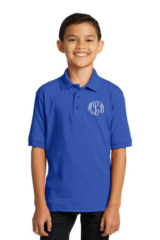 Monogrammed Kids Royal Blue Polo Shirt Embroidered with Initials of Your Choice
