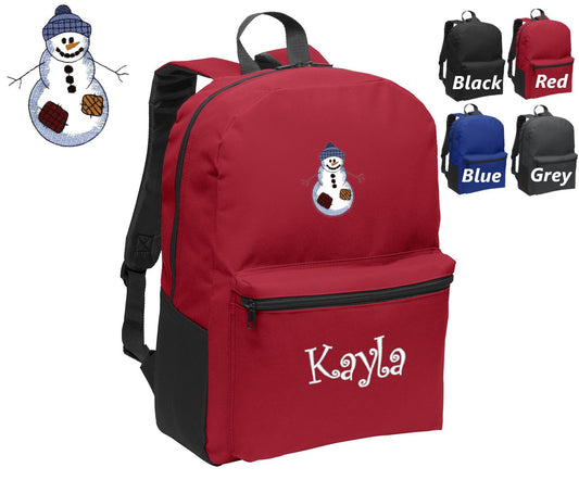 Personalized Kids Backpack Embroidered Snowman Frosty Monogrammed with Name of Your Choice Perfect Kids School Gift