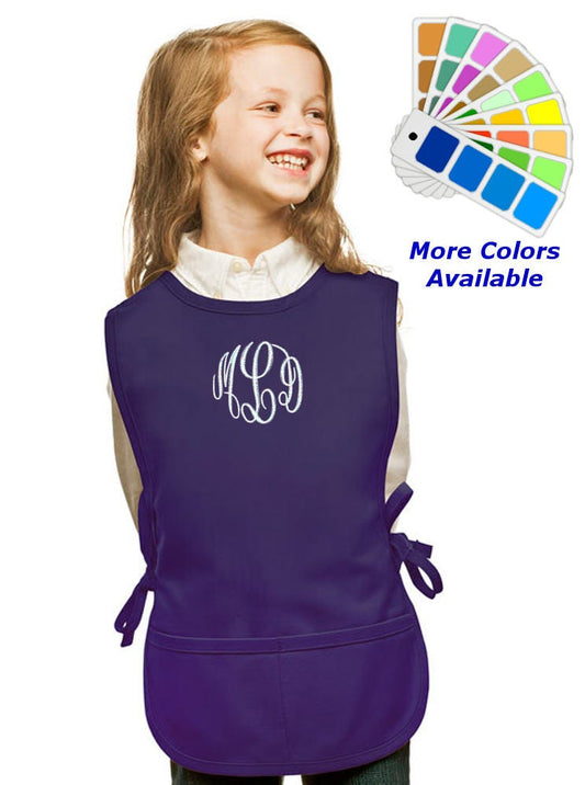 Monogrammed Kids Cobbler Apron Embroidered with Your Initials, Monogrammed, Art Gift, Chef Gift, Cooking Party, Art Party, School Aprons