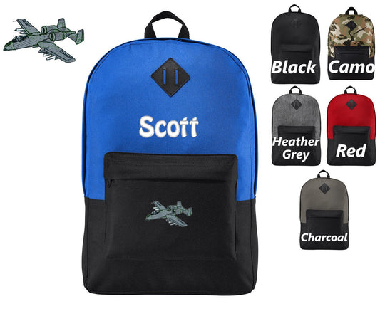Personalized Kids A10 Warthog Airplane Backpack, Embroidered Monogrammed Name, Kids School Gift, Kids Gift, Custom Backpack, Retro Backpack