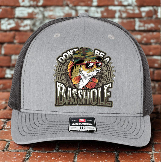 Funny Bass Trucker Hat, Basshole Fishing Hat Design, Richardson 112, Funny Dad Gift Husband Gift, Sportsman Gift, Printed Hat