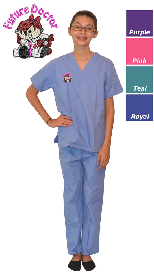 Kids Scrubs with Future Doctor Girl Embroidery Design