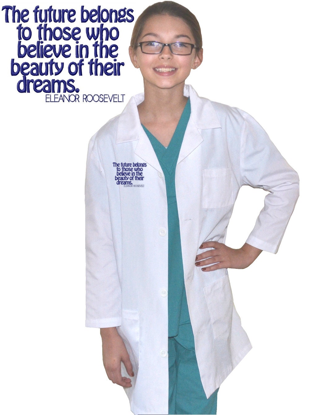 Kids Lab Coat with Future Dreams Roosevelt Embroidery Design