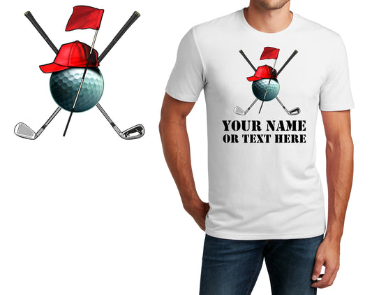 Personalized T-Shirt Golf Ball Clubs Design, Sports Shirt, Custom Printed Shirt, Custom Name, Dad Gift, Coach Gift, Unisex, Womens Tee