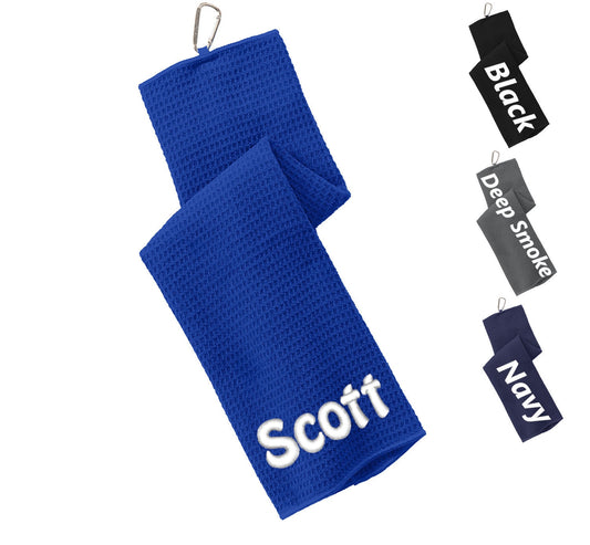 Personalized Golf Towel, Gym Towel, Workout Towel, Fitness Towel, Waffle Microfiber, Embroidered Name, Monogrammed Golf Gift, Low Price