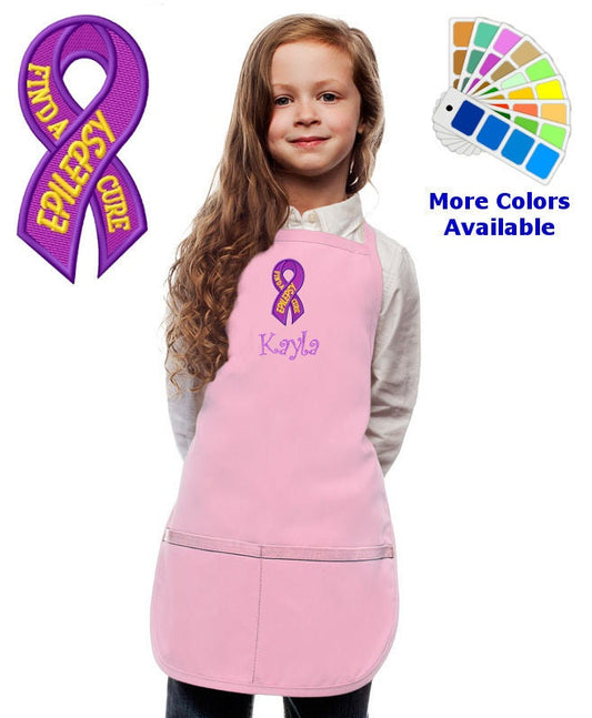 Personalized Kids Apron with Cure Epilepsy Embroidery Design, Monogrammed Chef Uniform, Art Gift, Chef Gift, Cooking Party, Art Party School