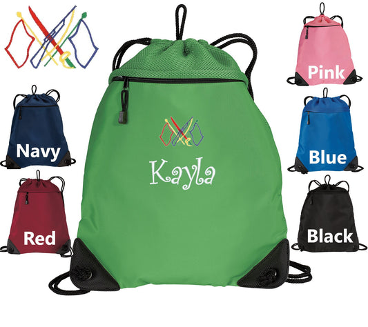 Personalized Kids Cinch Pack Embroidered Color Guard Design, Drawstring Gym School PE Pool Backpack, Monogrammed Custom Name, Kids Gift