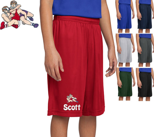 Personalized Kids Wrestling Shorts, Embroidered Monogrammed Name, PE Shorts Uniform, School Shorts, Polyester, Custom Shorts, School Name