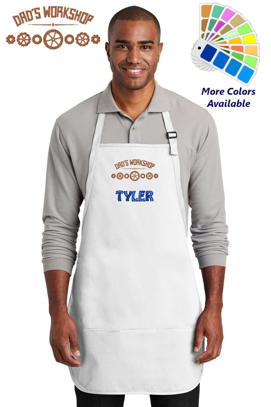 Personalized Dad's Workshop Apron, Embroidered Dads Workshop Design, Fathers Day Gift, Present for Dad, Woodworker Gift
