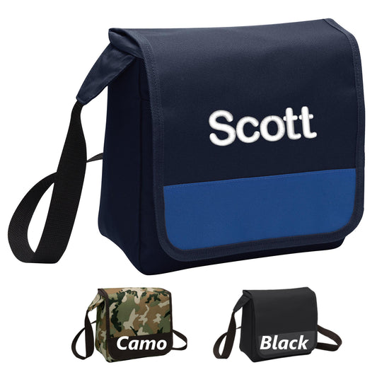 Personalized Lunch Bag Box Cooler, Polyester Canvas Fabric, Insulated Embroidered School Work Sports Monogrammed Custom Name