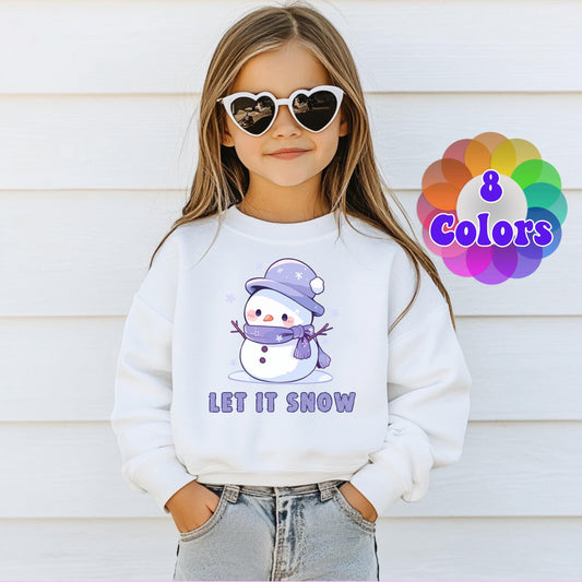 Kids Christmas Snowman Sweatshirt, Let it Snow Xmas Sweater, Christmas Season Gifts, Christmas Gift, Xmas Sweatshirt, Christmas Kids Gift