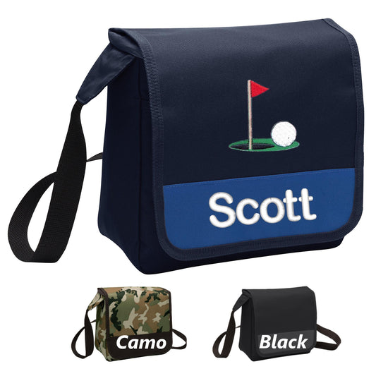 Personalized Golf Lunch Bag Box Cooler, Polyester Canvas Fabric, Insulated Embroidered School Work Sports Monogrammed Custom Name