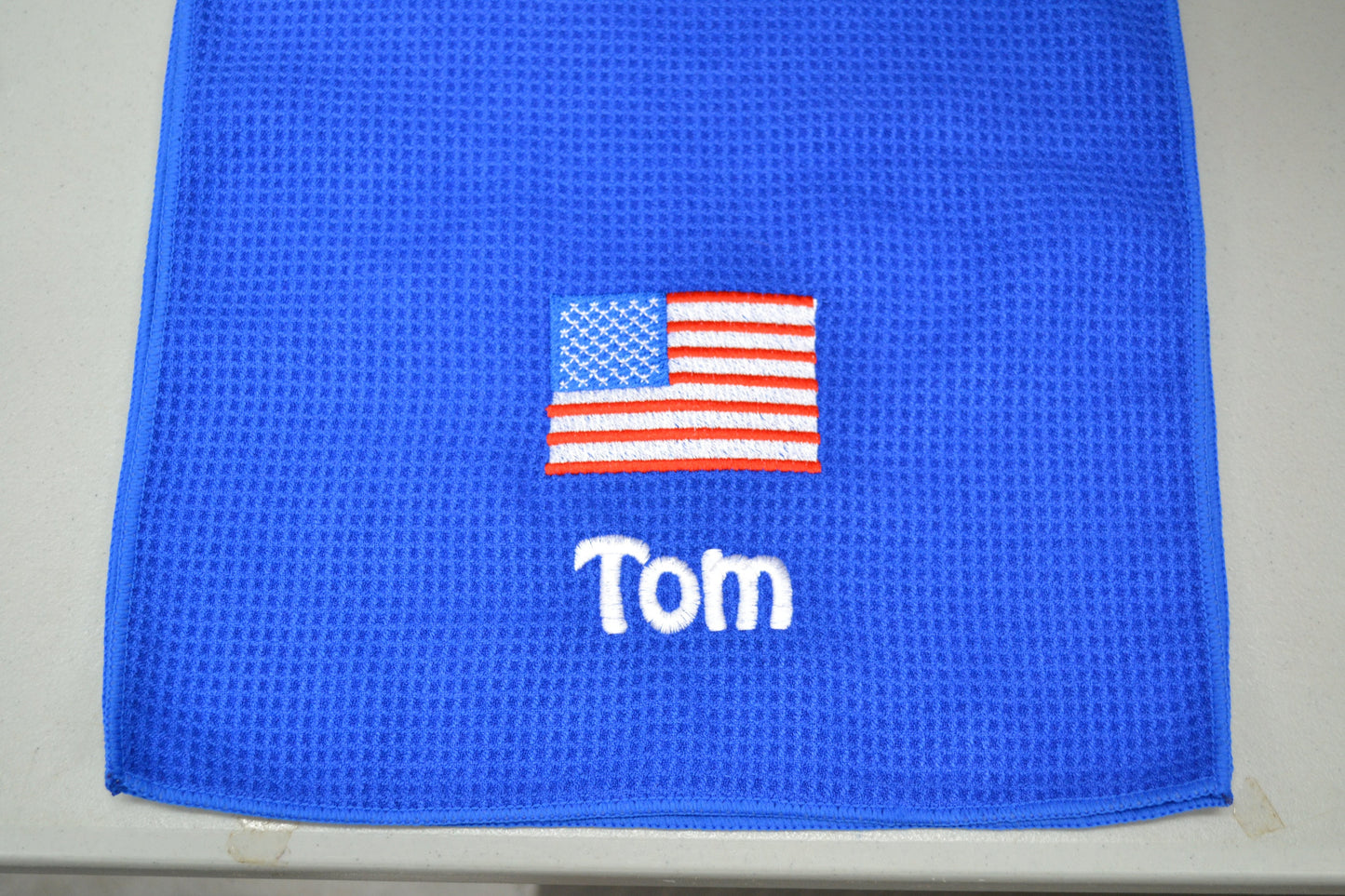 Personalized American Flag Towel, Gym Towel, Workout Towel, Fitness Towel, Waffle Microfiber, Embroidered Name, Monogrammed Sports Gift